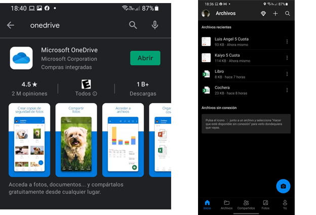 Aplicación Microsoft OneDrive-Mobile