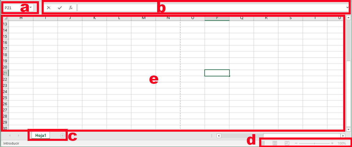Espacio de trabajo Excel 