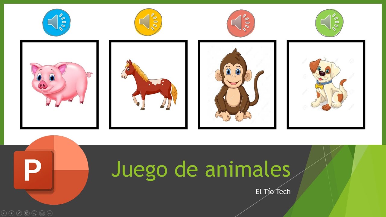 Juego interactivo de Animales, Sonidos y Colores en Power Point