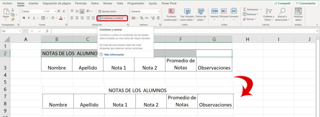 Tabla en Excel