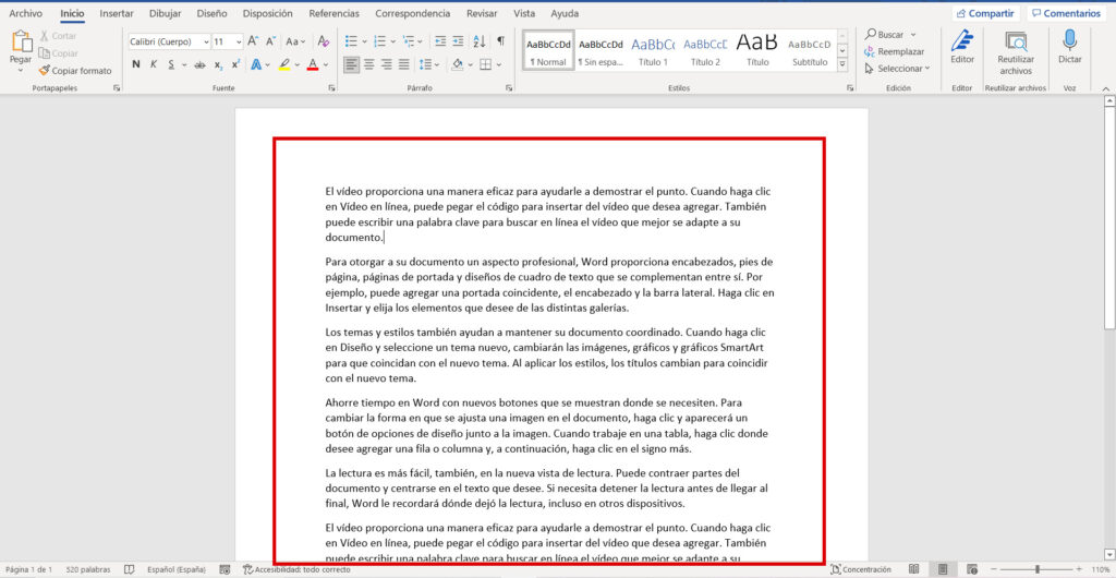 resultado final de los p&aacute;rrafos vac&iacute;os