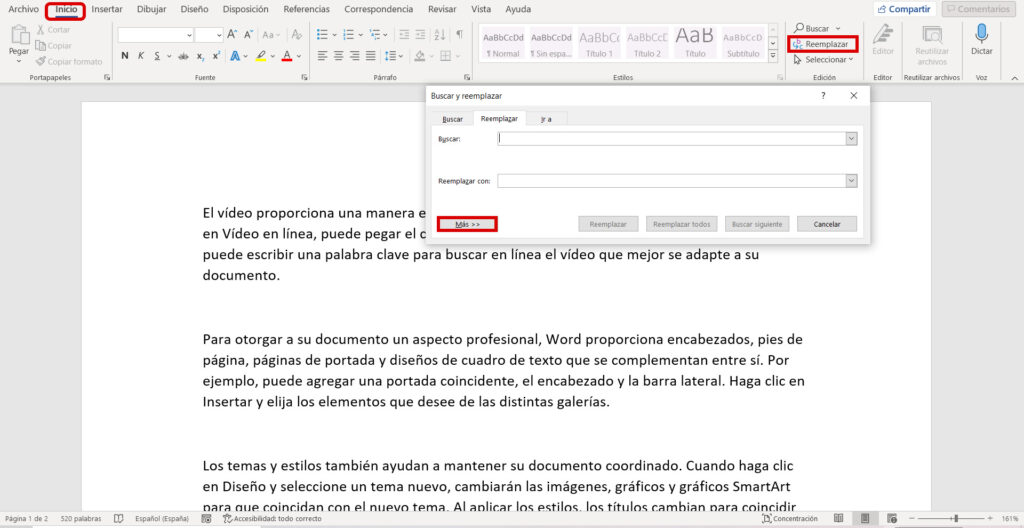 herramienta buscar y reemplazar