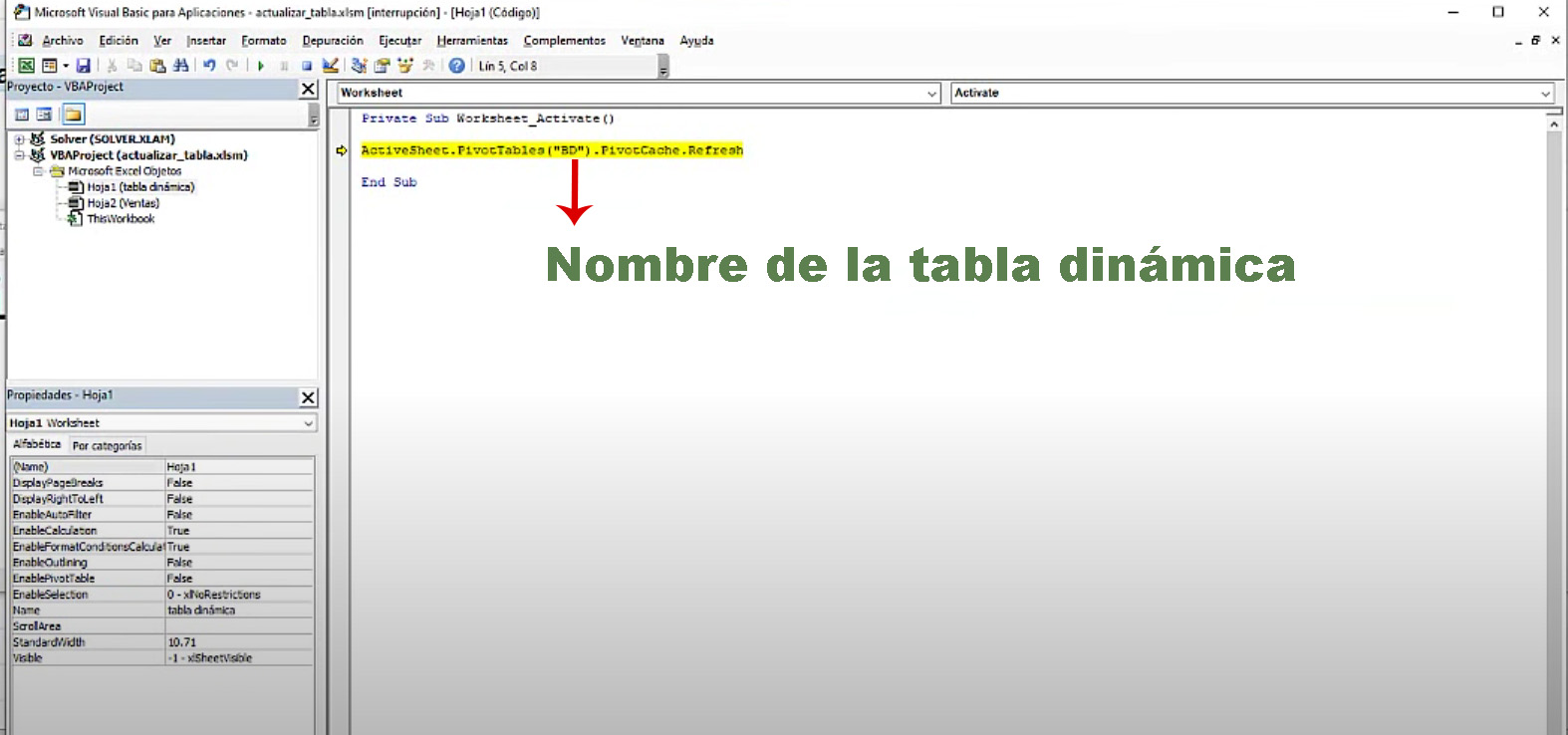 Actualizar automáticamente tablas dinámicas en Excel