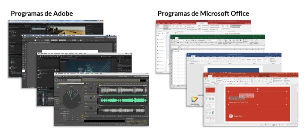 Programas de Adobe y Microsoft Office