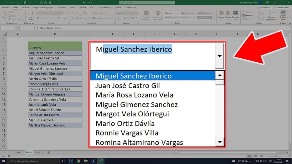 Lista desplegable con autocompletado en Excel