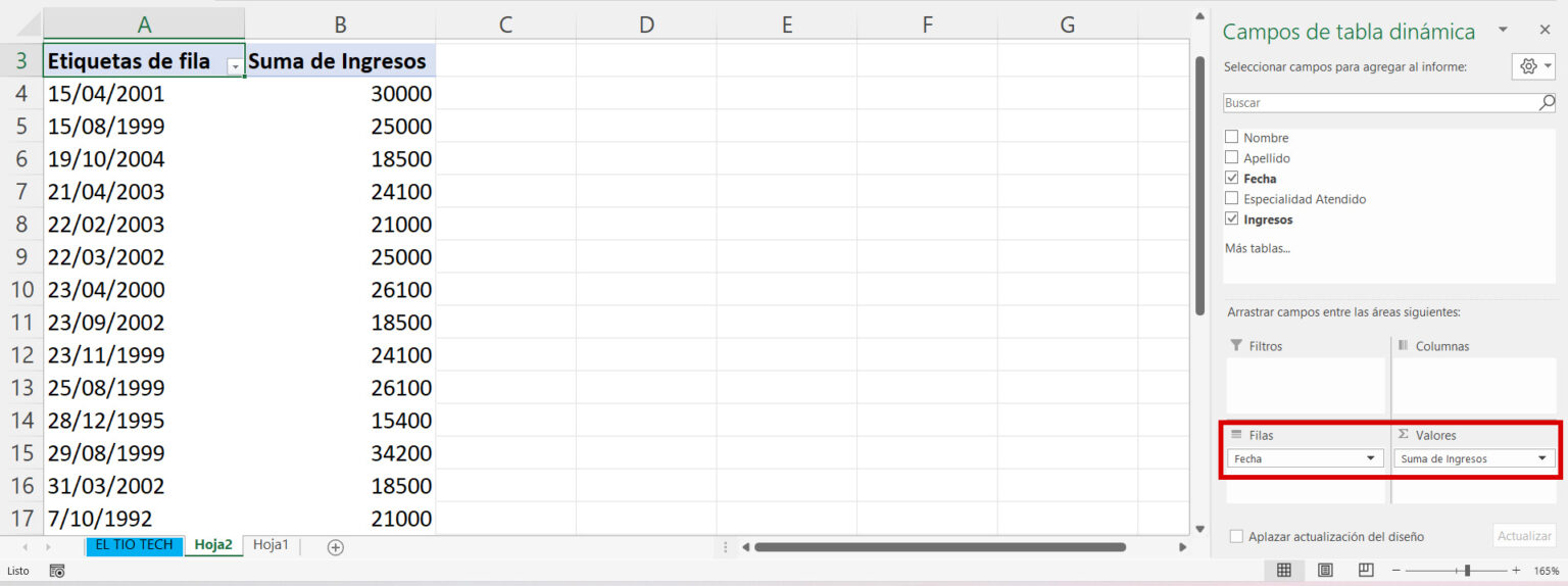 Agrupar fechas en tablas dinámicas