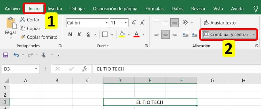 combinar celda en Excel
