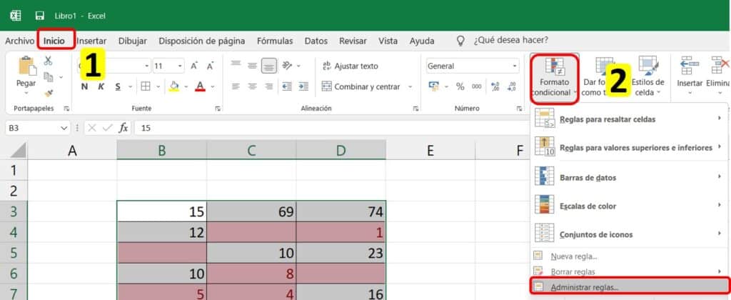Eliminar el formato condicional