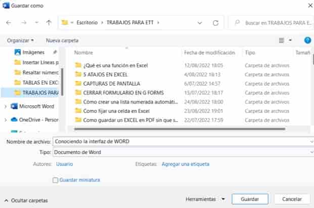 Guardar documentos Word