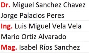 Existe el caso en el que usaremos como delimitadores a ciertos grados acad&eacute;micos como se muestran aqu&iacute;