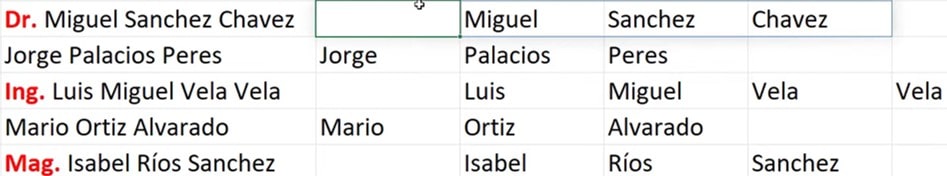 En la cual existen varios delimitadores dentro de estas celdas, al ejecutarlas probablemente nos queden celdas vac&iacute;as