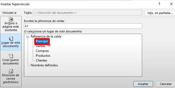 En la siguiente ventana seleccionamos el lugar del documento correspondiente a ese botón