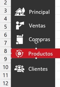 Ahora después de vincular las hojas con los botones vamos a copiar la columna secuencialmente para hacer un menú lateral interactivo con botones