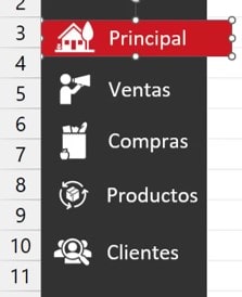 Al añadirle un icono a todos los botones se vería algo así, esta imagen solo es para dar referencia para hacer un menú lateral interactivo con botones