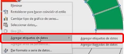 agregar etiqueta de datos al gráfico velocímetro