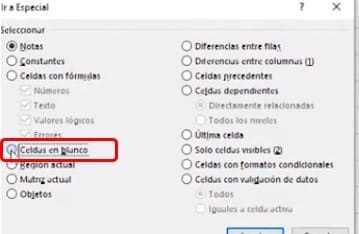 formato especial celdas en blanco