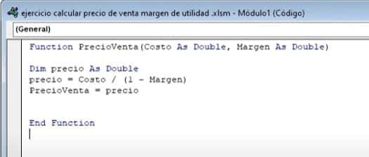 escribir código en VB para calcular precio