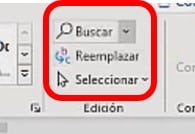 grupo de buscar, reemplazar y seleccionar en Word