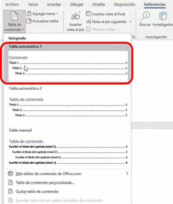 insertar tabla autom&aacute;tica