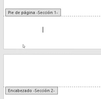 vista de secciones de Word