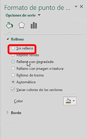quitar relleno del gráfico de velocímetro
