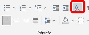 botón de orden de Word
