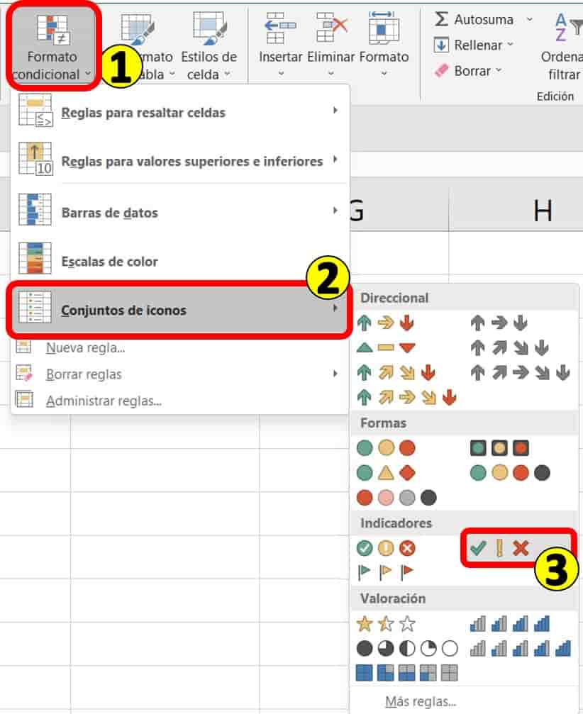 iconos de Excel