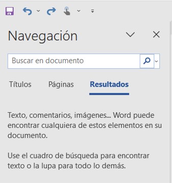panel de navegación de Word