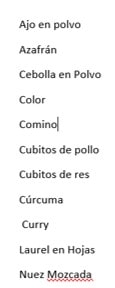 lista ordenada alfabéticamente