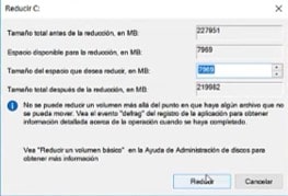 interfaz de particiones de disco duro