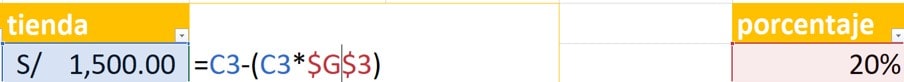restar porcentaje en Excel