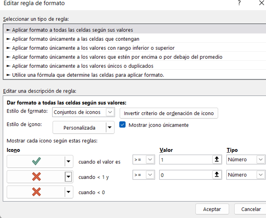 formato condicional en lista de asistencia Excel