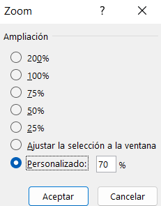 opciones de vista