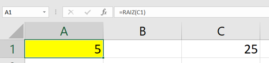 calcular la raíz cuadrada en Excel
