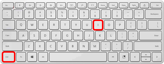 CTRL+I