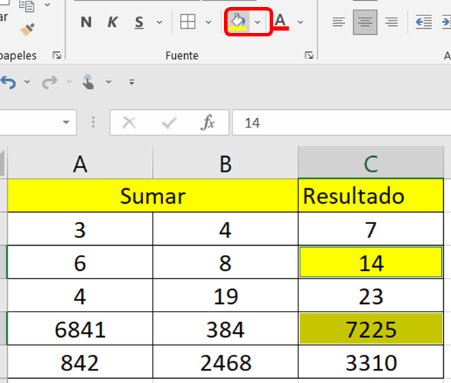pintar celdas con modificaciones