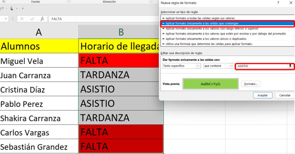 aplicar el formato condiconal Excel