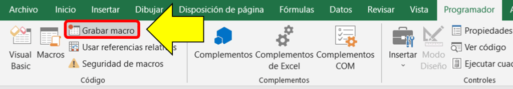 Grabar macro en Excel