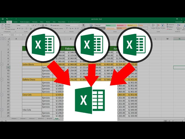 juntar diferentes tablas en Excel