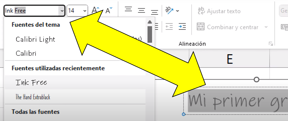 fuente de letras de gráficos dibujados a mano Excel