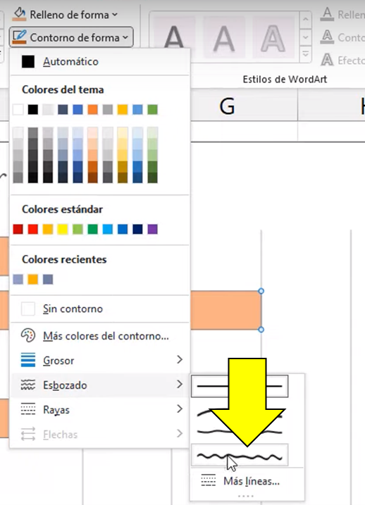 líneas de gráficos dibujados en Excel,