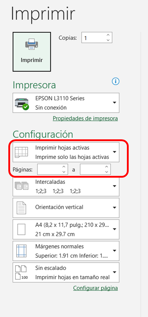 Como imprimir el número de páginas en Excel
