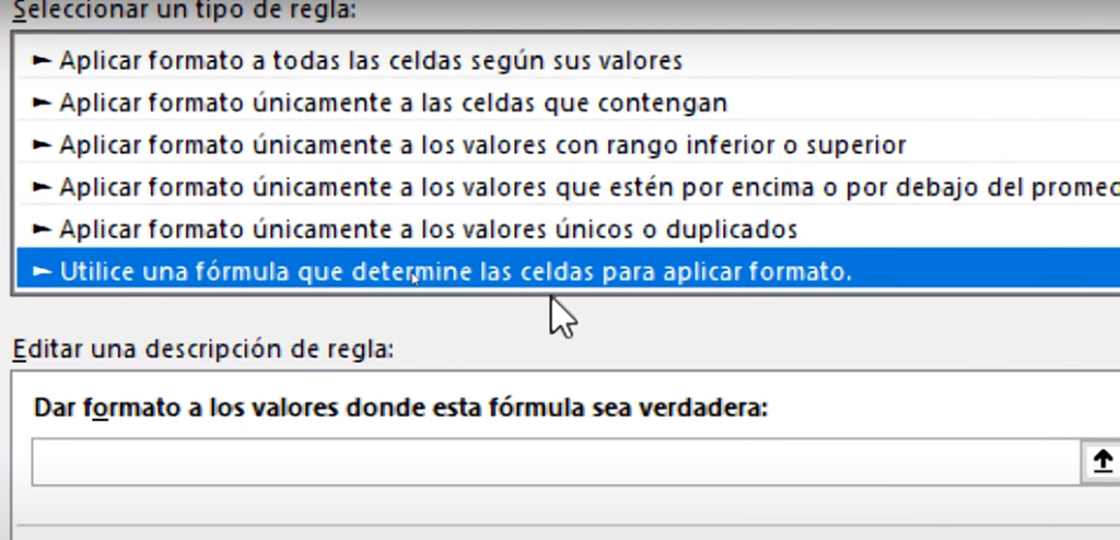 crear formato condicional en Excel