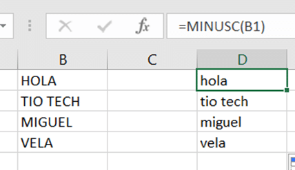Minúsculas con macros Excel
